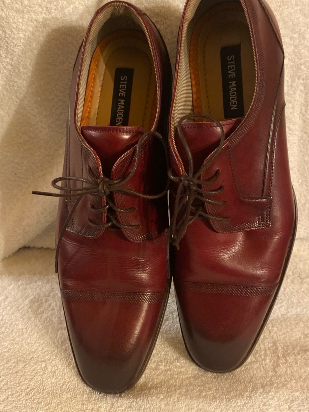 Steve Madden Men's Dark Burgundy Leather Lace-Up Oxfords